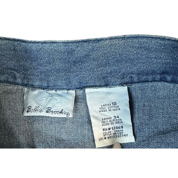Vtg Bobbie Brooks Ankle Length Denim Jean Skirt Button Front A-Line Pockets 10 - Picture 6 of 8